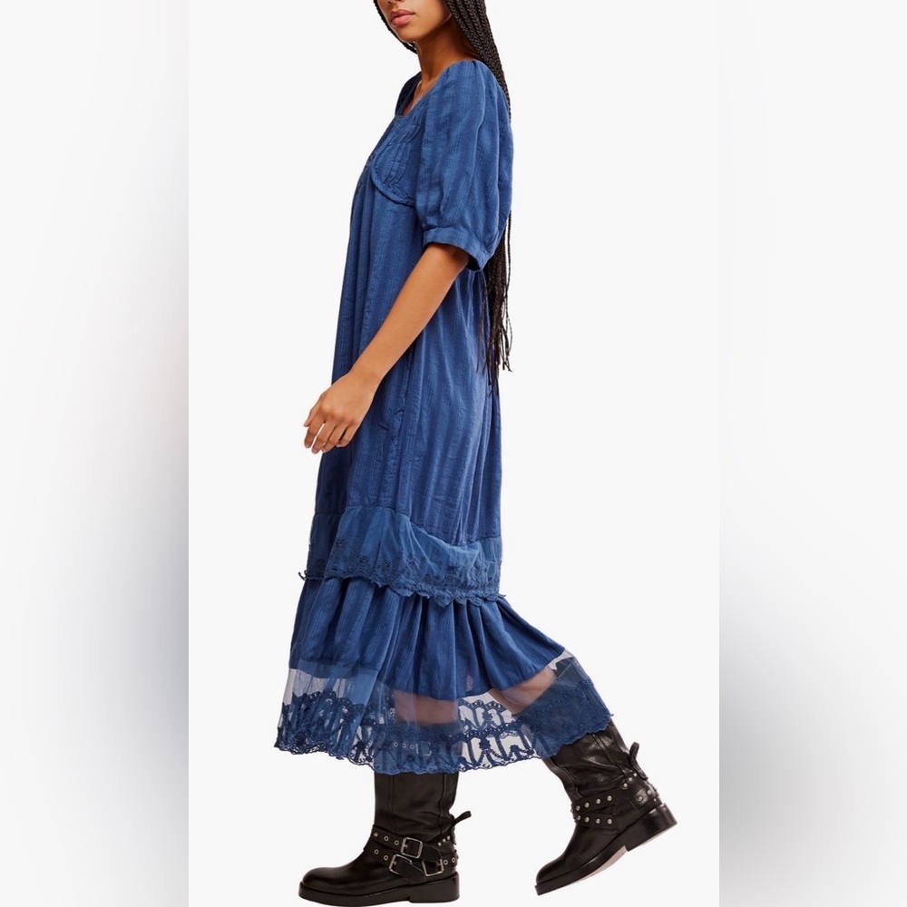 Calder Smocked Midi Dress NWOT skipper blue - Picture 6 of 8